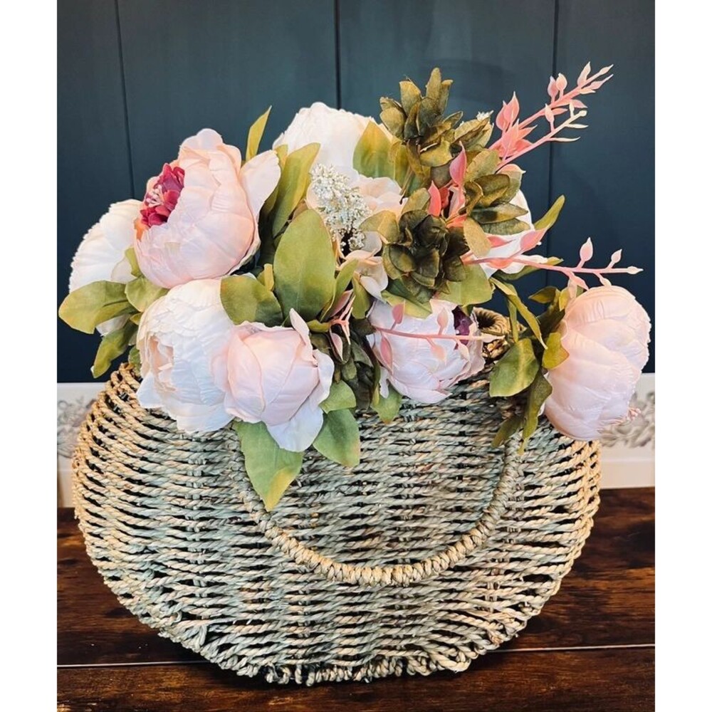 Kalalou Woven Vine Basket with Hinged Handles | Natural Decorative Basket